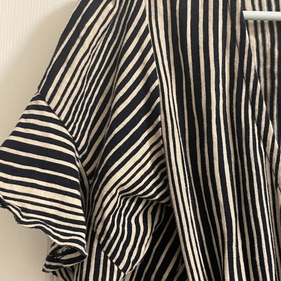 Free People Black and Cream Striped Wrap Top Size XS - Picture 3 of 6